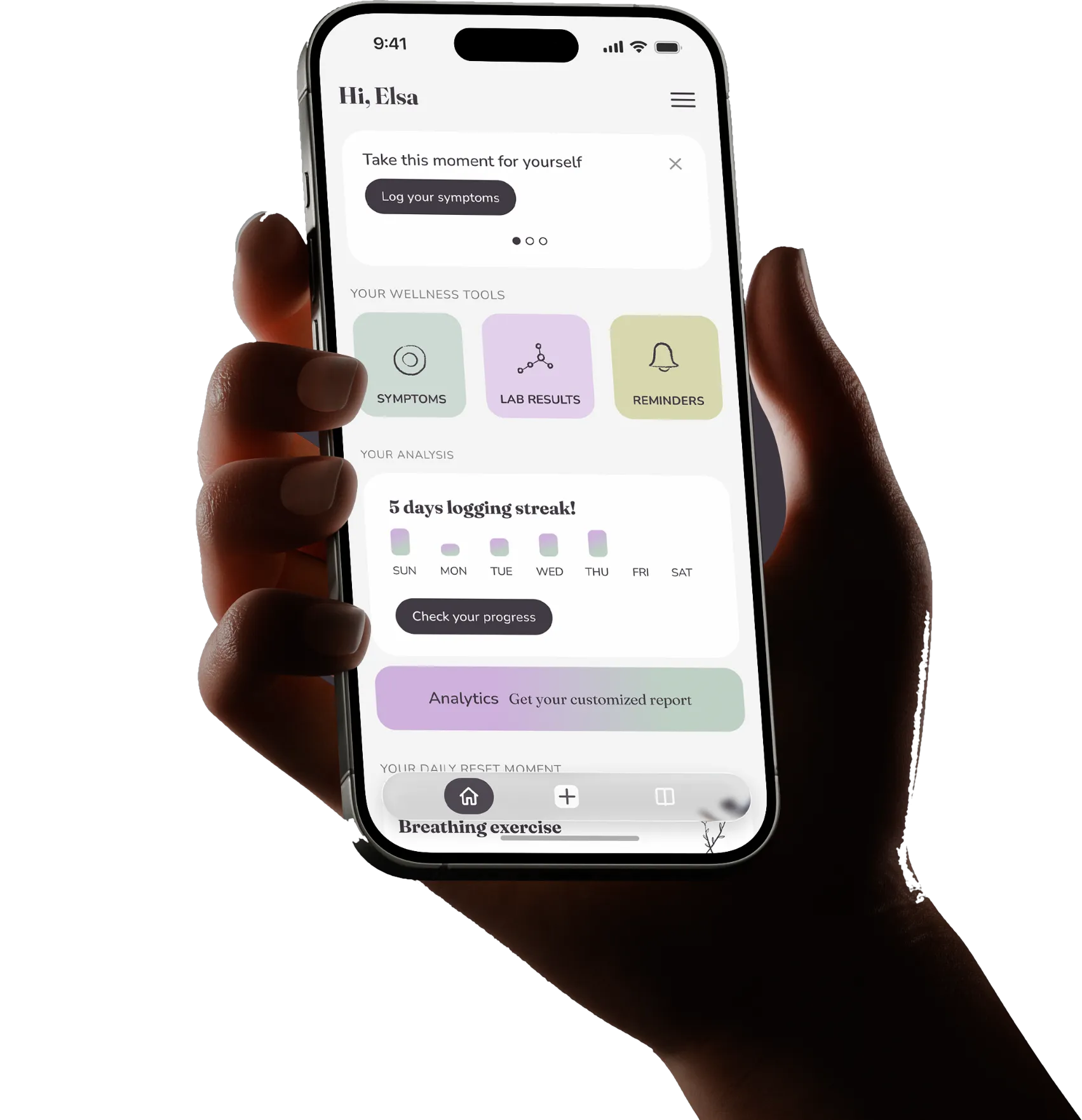 The Kinu app open on a phone, held in one hand.